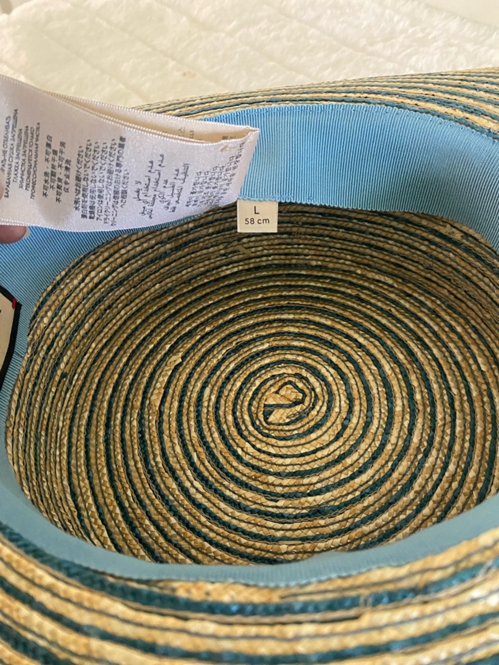 GUCCI Alvy Striped Beige and Light Blue Raffia Straw Hat - PRICE FIRM - Picture 14 of 16